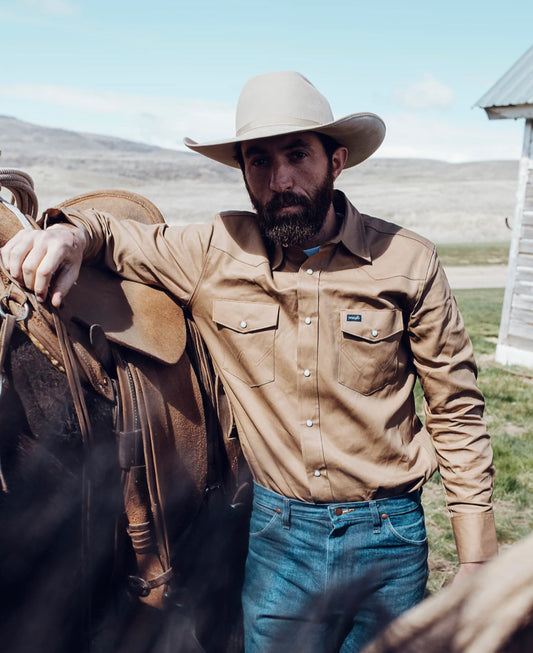 WRANGLER COWBOY CUT FIRM FINISH LONG SLEEVE WESTERN SOLID WORK SHIRT