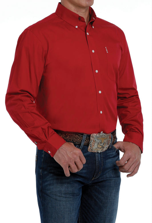 CINCH MENS MODERN FIT RED BUTTON UP