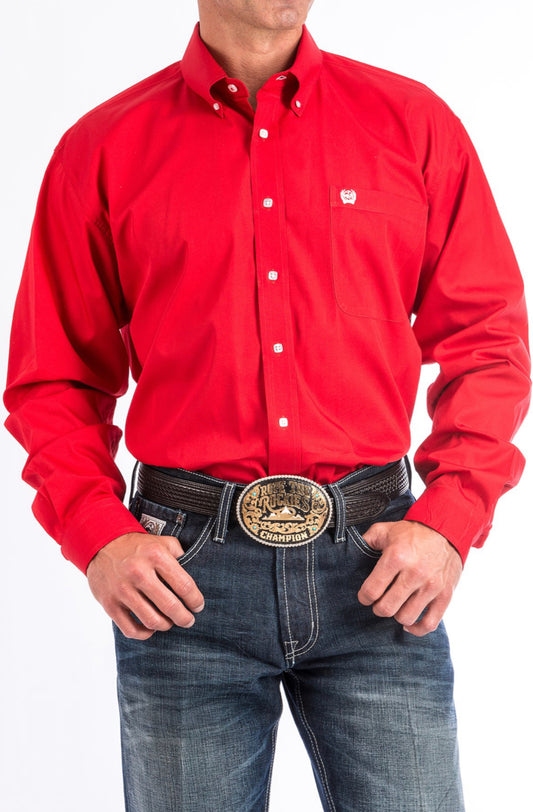 CINCH MENS RED BUTTON UP