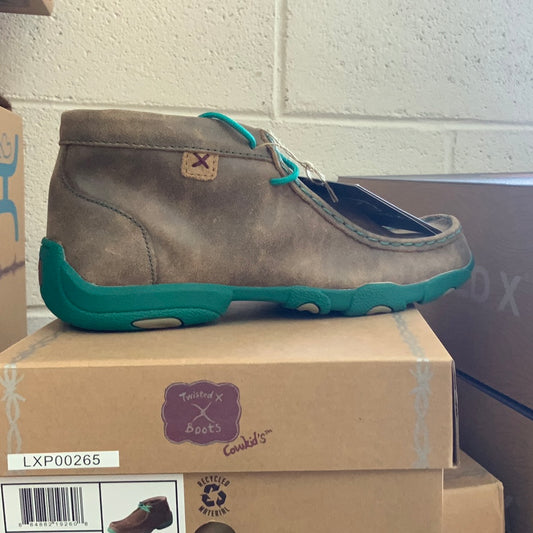 TWISTED X YOUTH CHUKKA DRIVING MOCS D TOE BOMBER/TURQUOISE