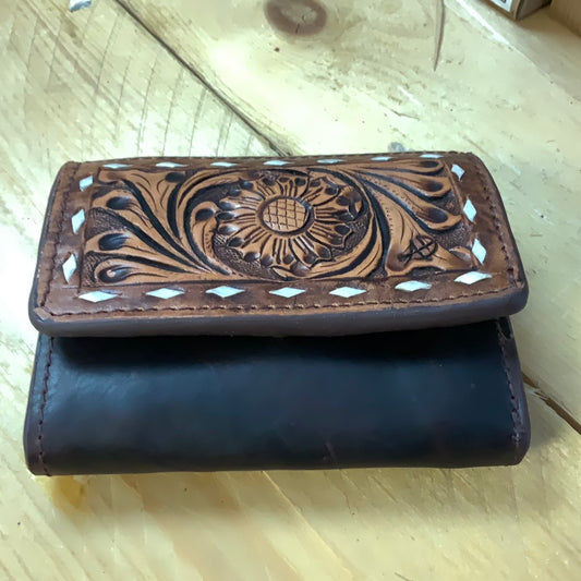 AMERICAN DARLING LEATHER WALLET WITH TOOLED LEATHER