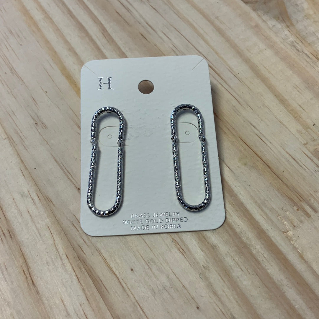 H BRAND PAPERCLIP SILVER EARRINGS