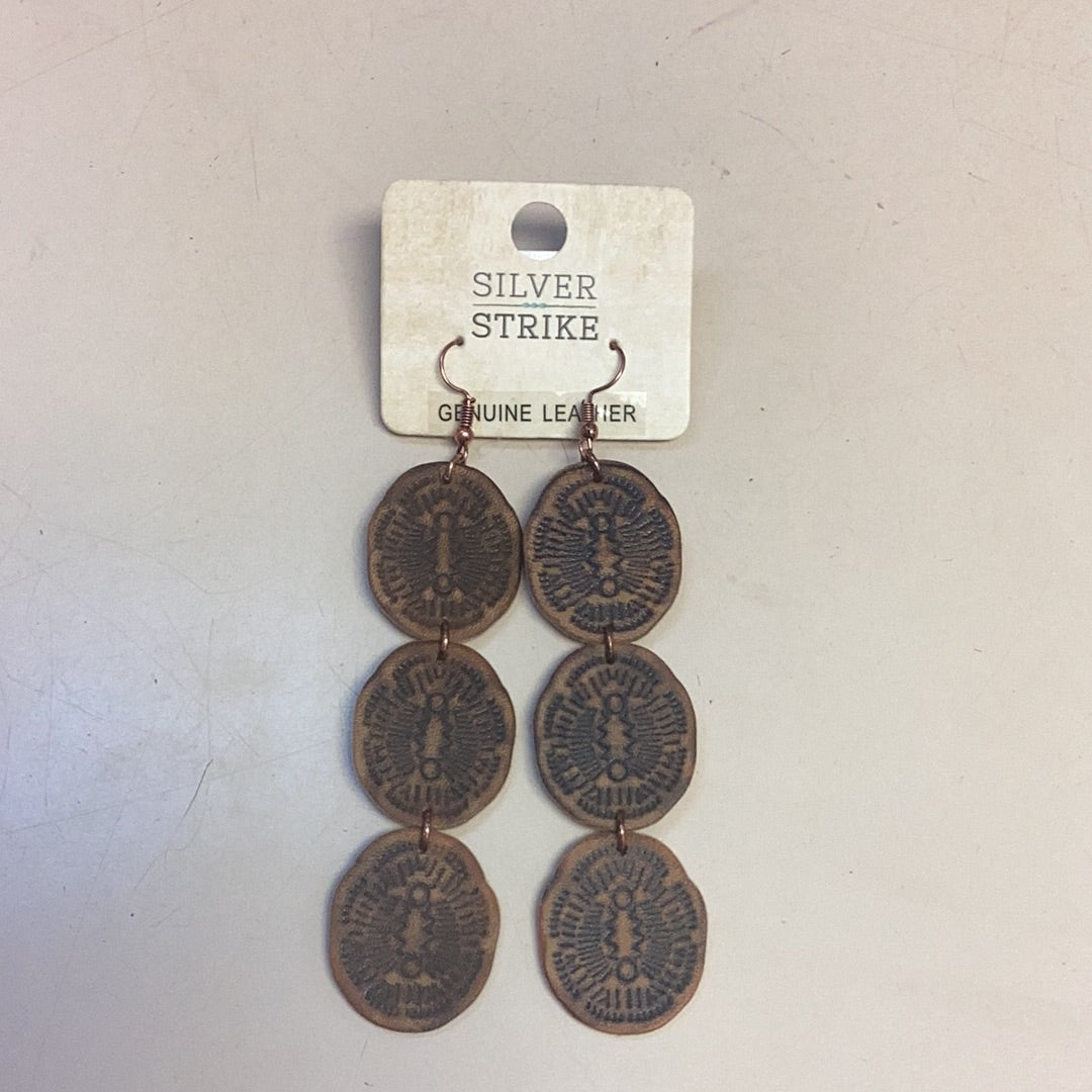 SILVER STRIKE GENUINE LEATHER EARRING