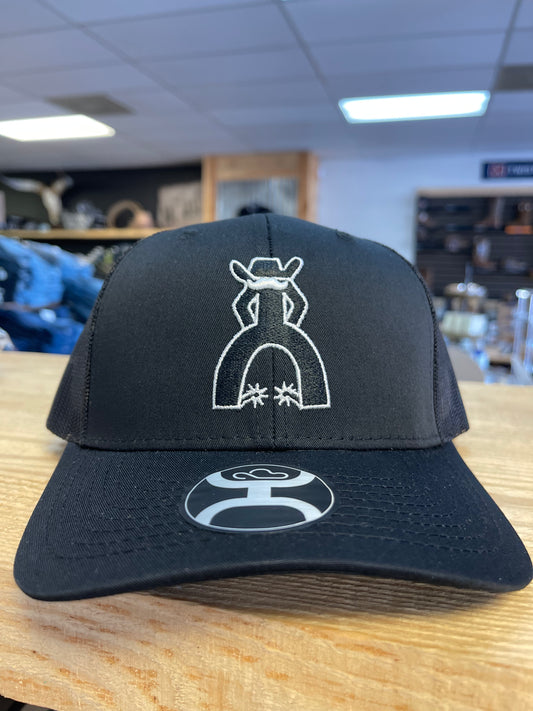 HOOEY “PUNCHY” BLACK 6 PANEL TRUCKER WITH BLACK/WHITE LOGO