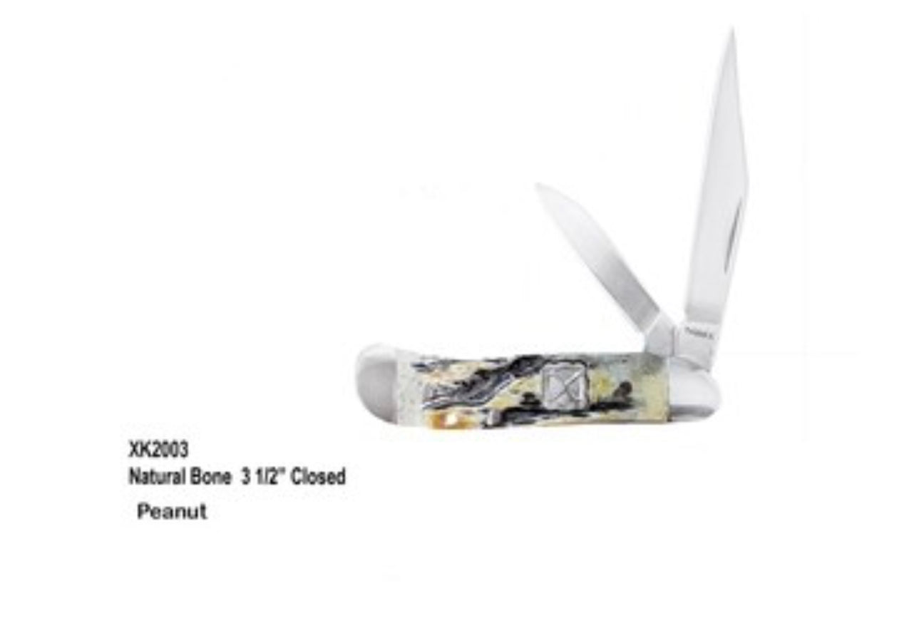 TWISTED X PEANUT COLORED NATURAL BONE HANDLE FOLDING KNIFE XK2003
