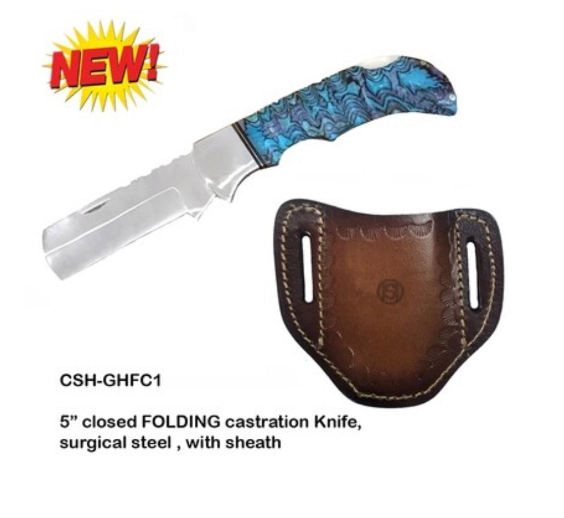 CIRCLE SH CUTLERY 5” CLOSED FOLDING CASTRATION KNIFE CSH-GHFC1