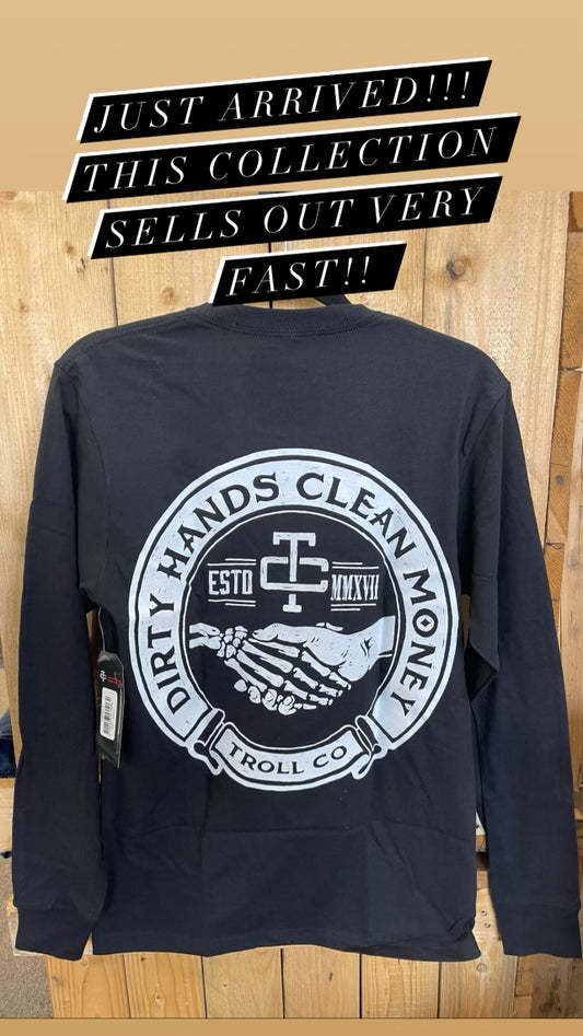 TROLL CLOTHING CO HAGGLER LONG SLEEVE TEE IN BLACK